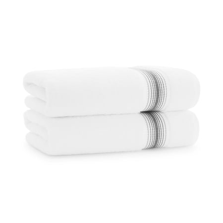 Monarch Brands Turkish Bath Towels, 30in x 60in, Striped , Pewter, 2PK PNP-BT-STT-3060-18-PTR